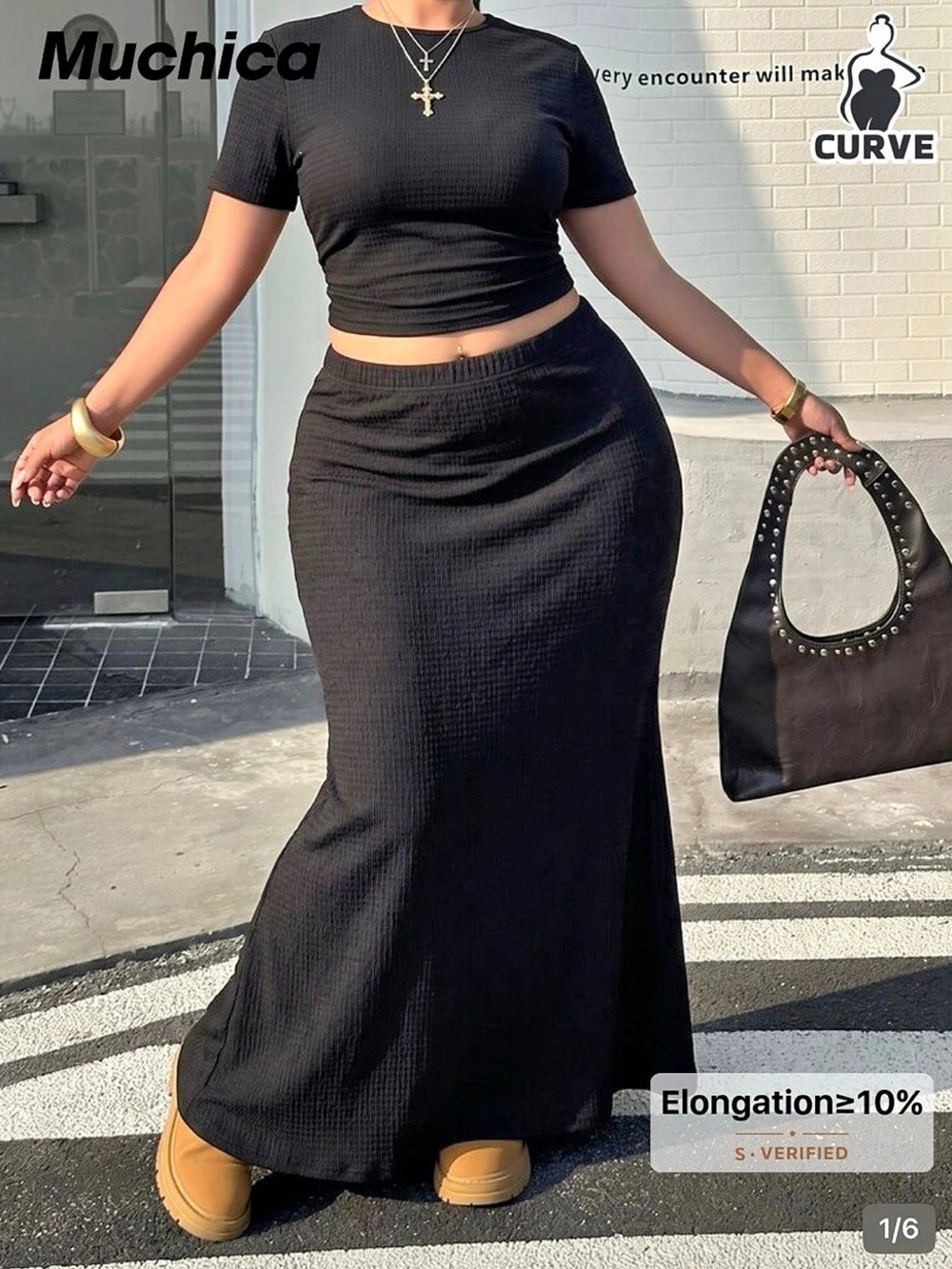 2 piece Black Maxi Skirt set